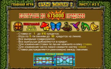 Интерфейс игрового автомата Crazy Monkey 2